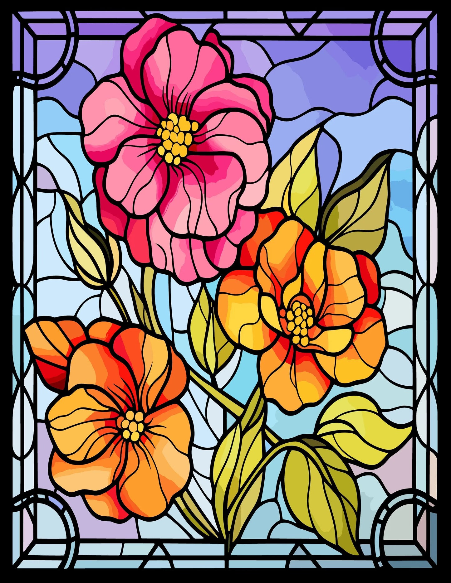 233 Floral Stained Glass Coloring Pages Robs Books
