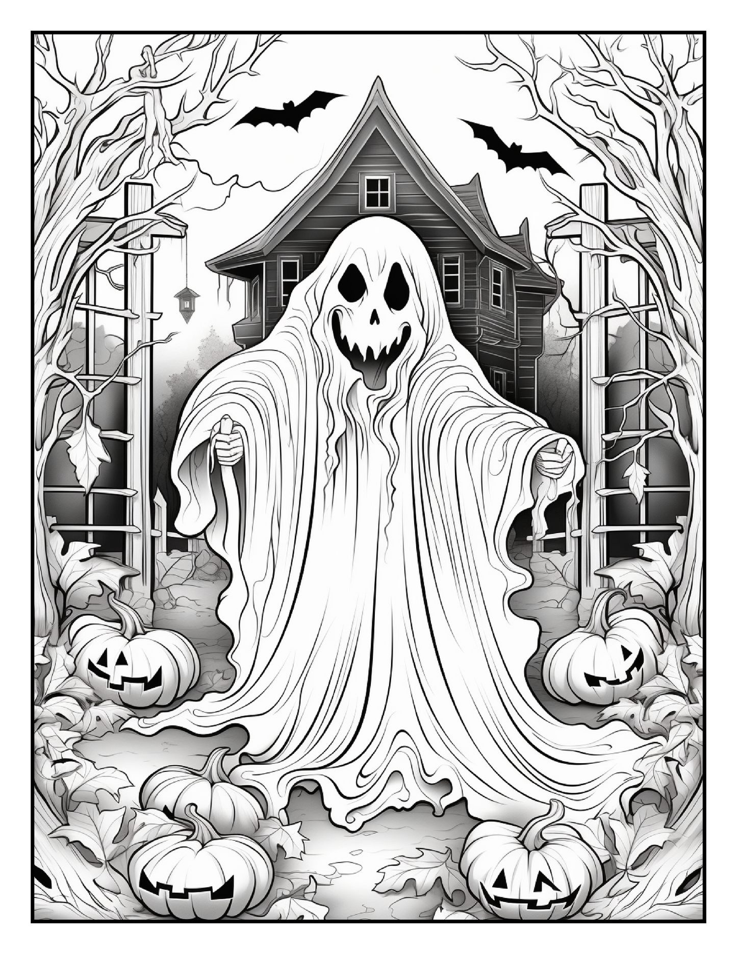 100 Halloween Ghost Coloring Pages For Adults Robs Books