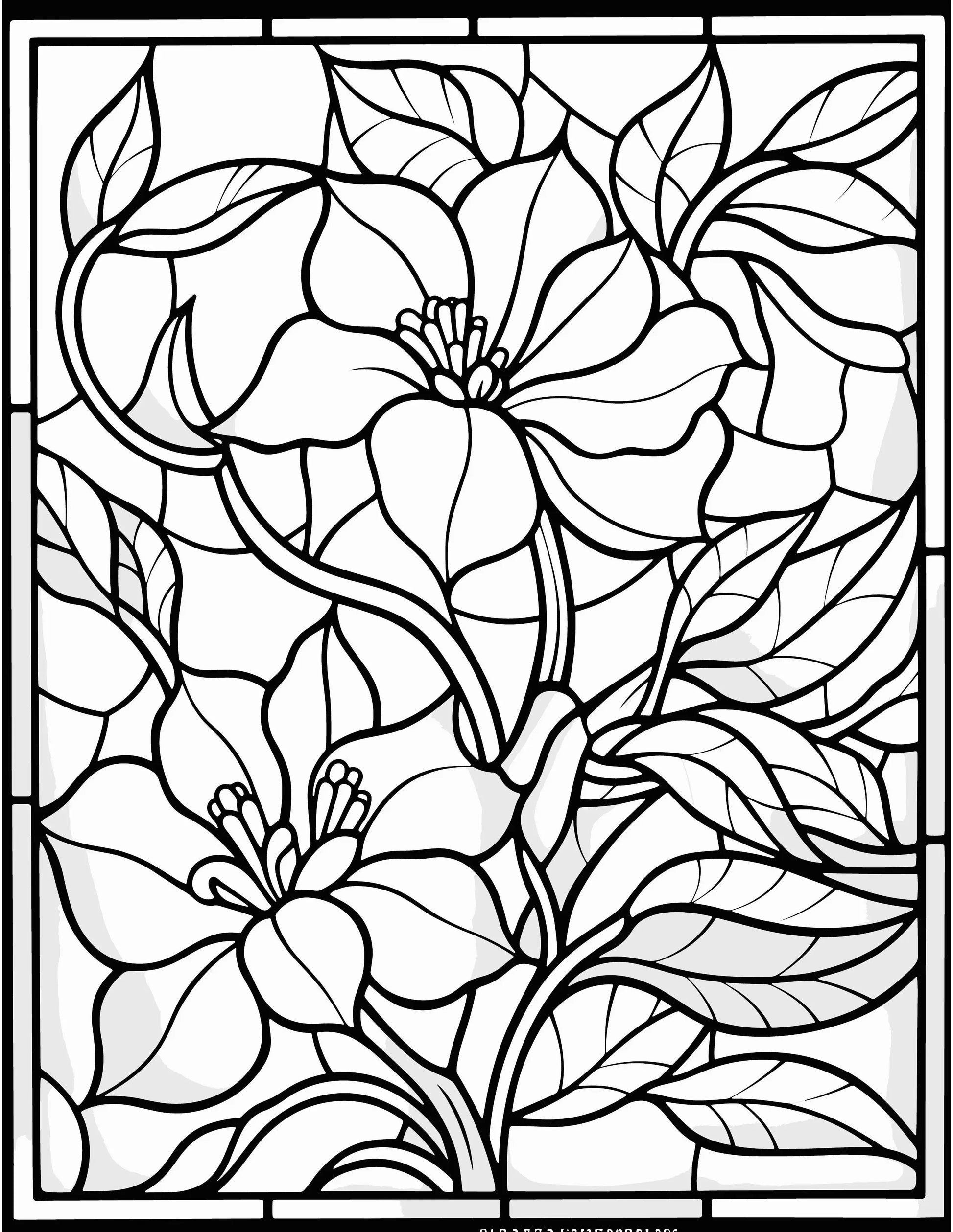 233 Floral Stained Glass Coloring Pages Robs Books