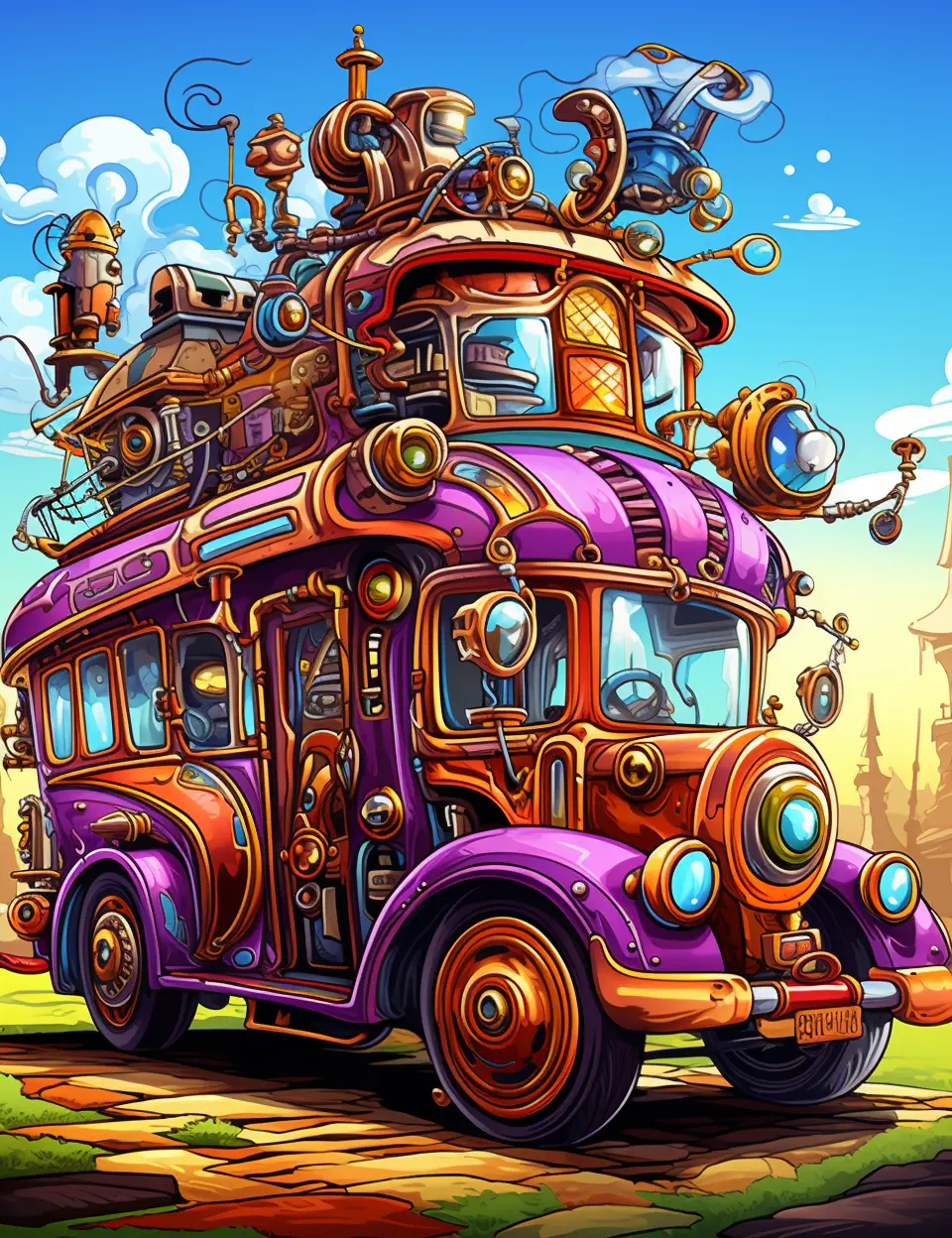100 Steampunk Bus Coloring Pages 1 Robs Books