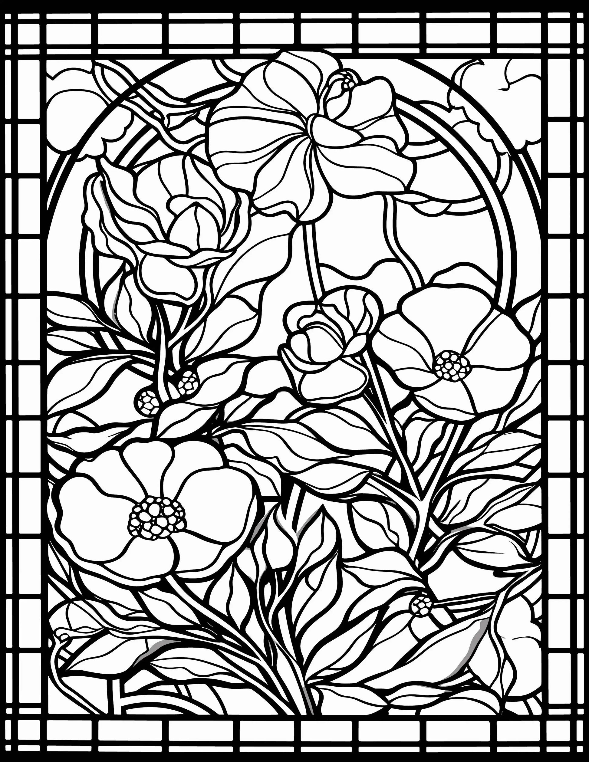 233 Floral Stained Glass Coloring Pages Robs Books