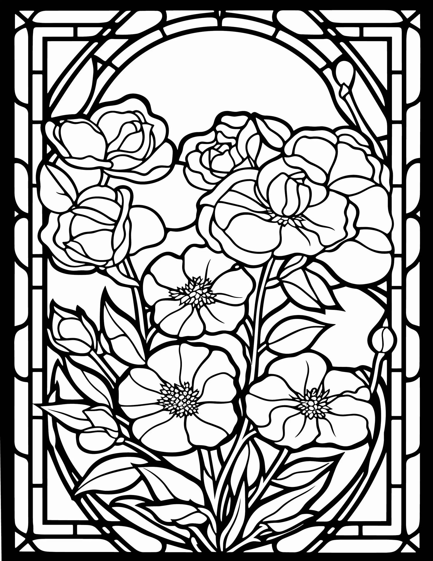 233 Floral Stained Glass Coloring Pages Robs Books