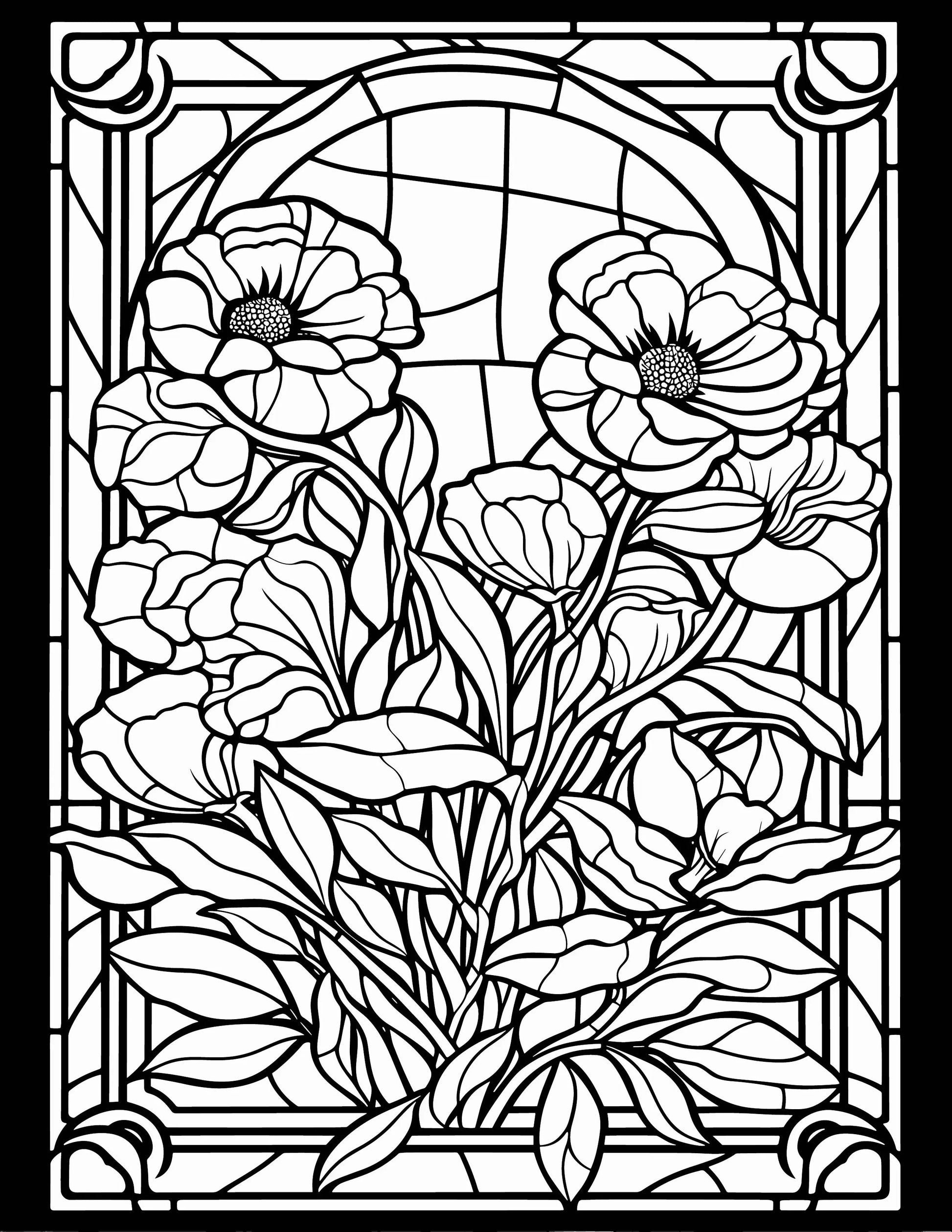 233 Floral Stained Glass Coloring Pages Robs Books