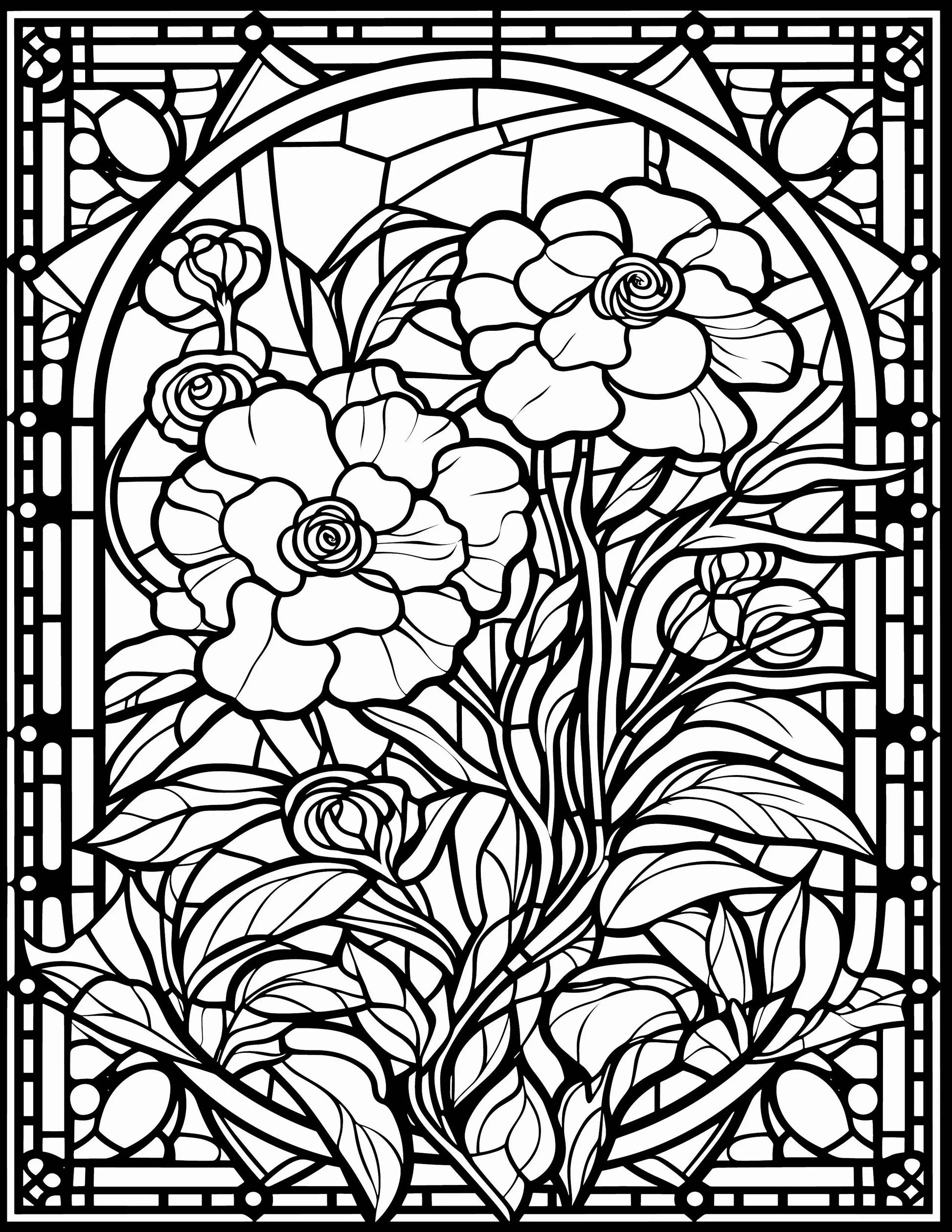 233 Floral Stained Glass Coloring Pages Robs Books