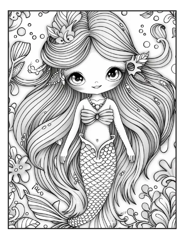 200 Mermaid Chibi Girls Coloring Pages for Adults Robs Books