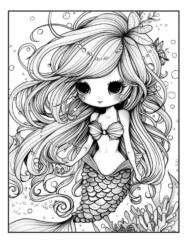 200 Mermaid Chibi Girls Coloring Pages for Adults Robs Books