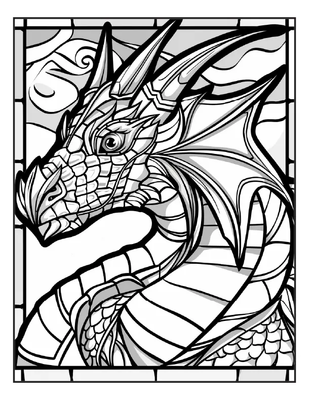 200 Stained Glass Dragon Coloring Pages for Adults Robs Books
