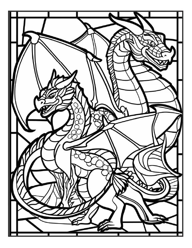 200 Stained Glass Dragon Coloring Pages for Adults Robs Books