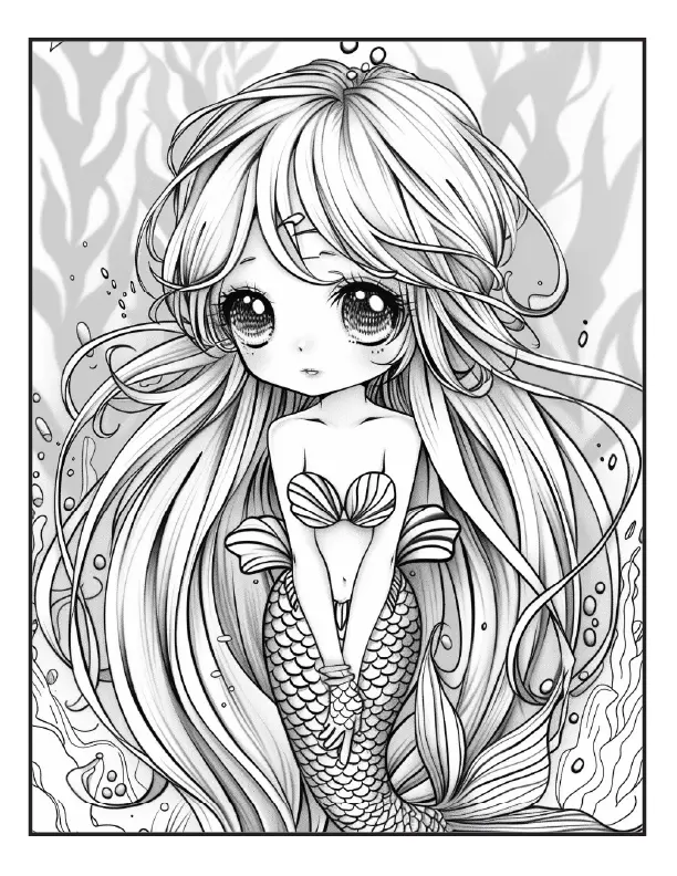 200 Mermaid Chibi Girls Coloring Pages for Adults Robs Books