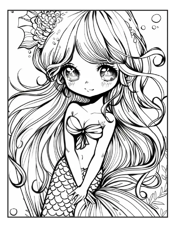 200 Mermaid Chibi Girls Coloring Pages for Adults Robs Books
