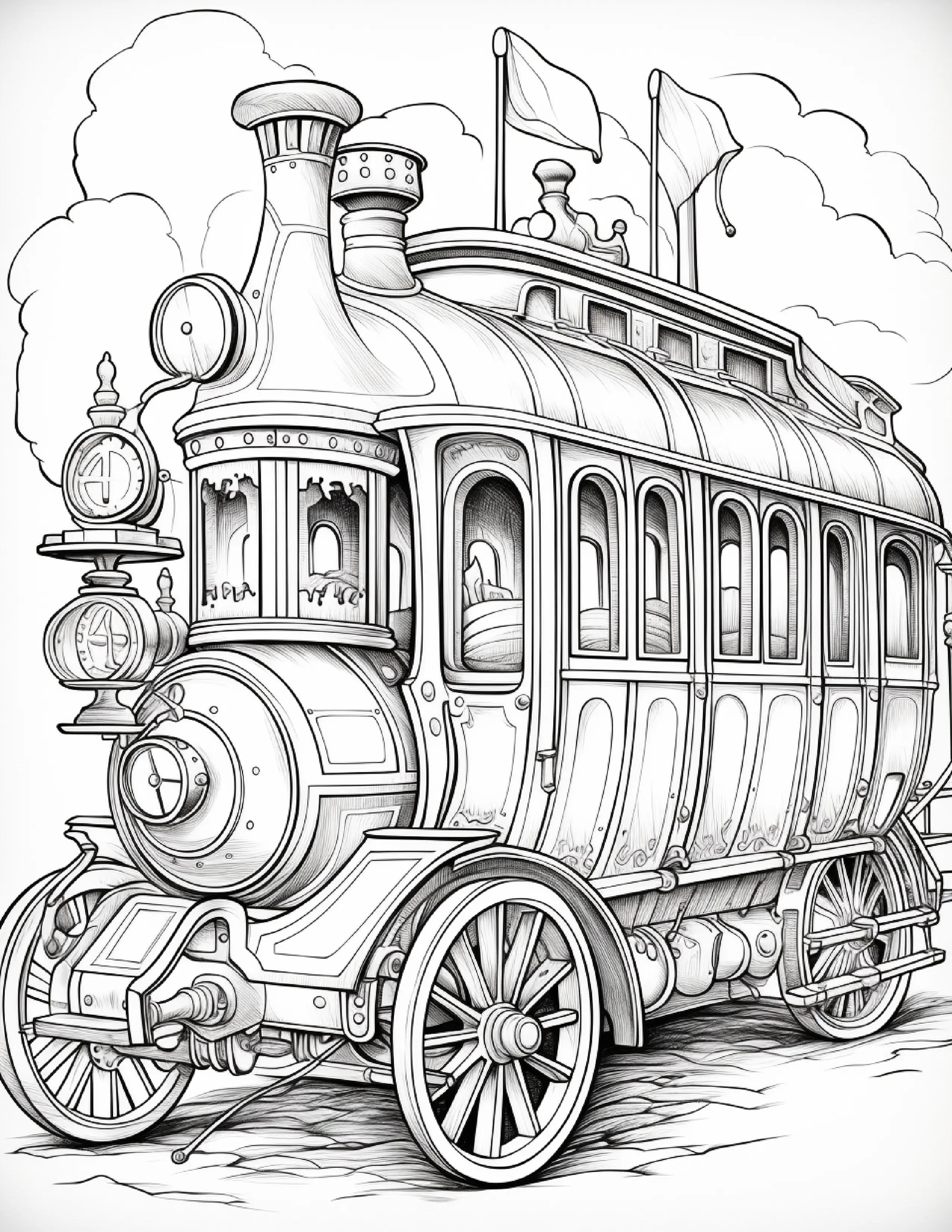 100 Steampunk Bus Coloring Pages 1 Robs Books