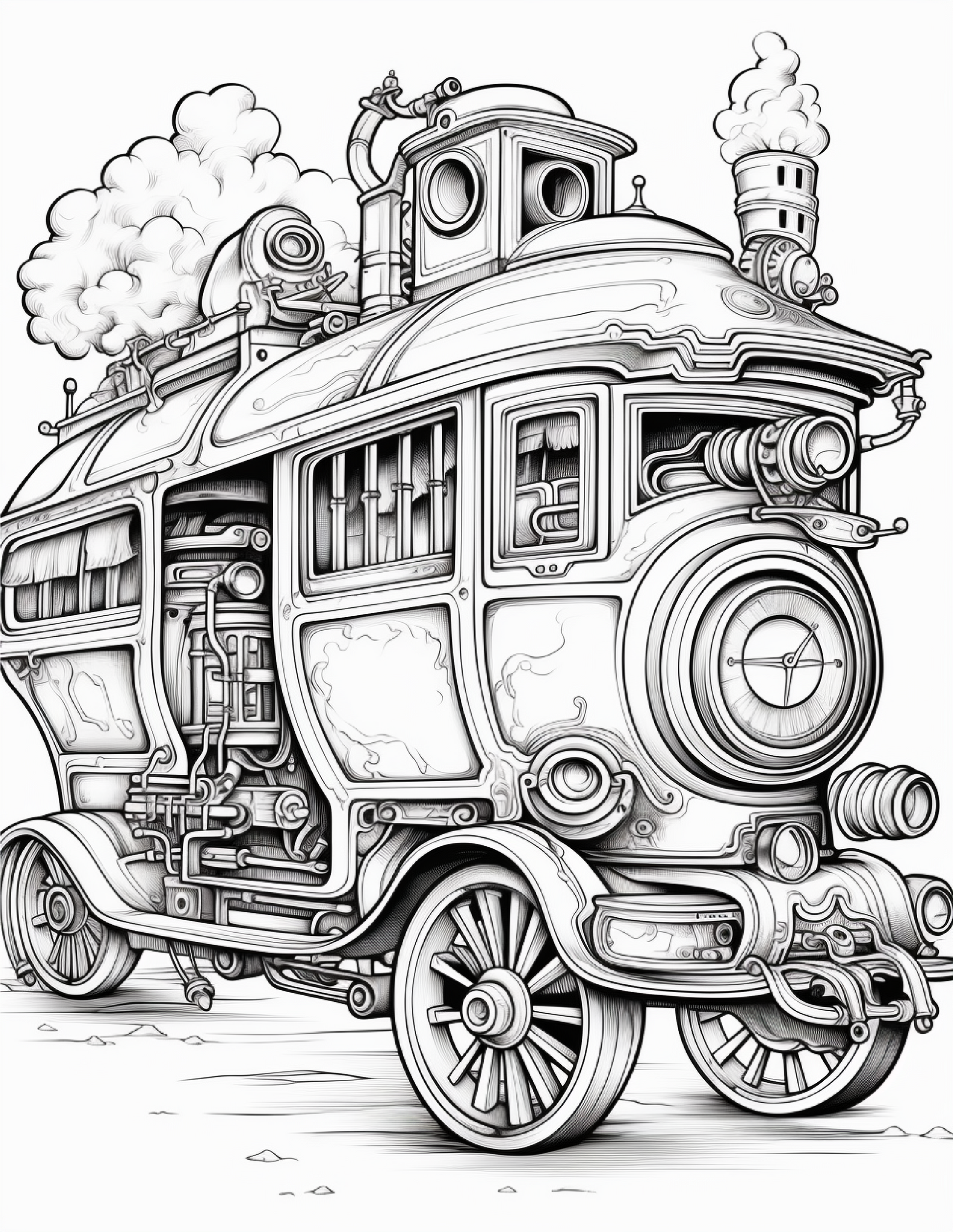 100 Steampunk Bus Coloring Pages 1 Robs Books