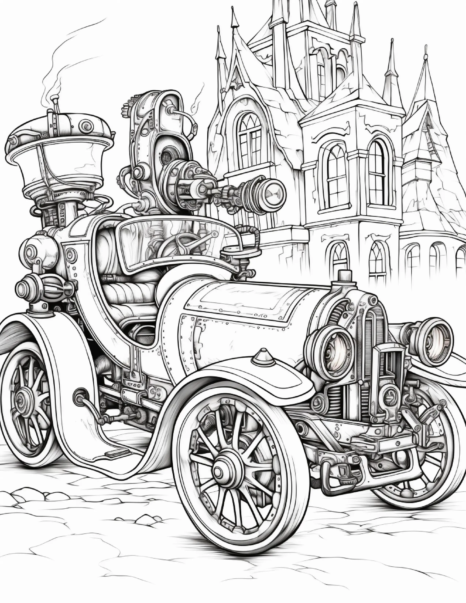 100 Steampunk Car Coloring Pages Robs Books