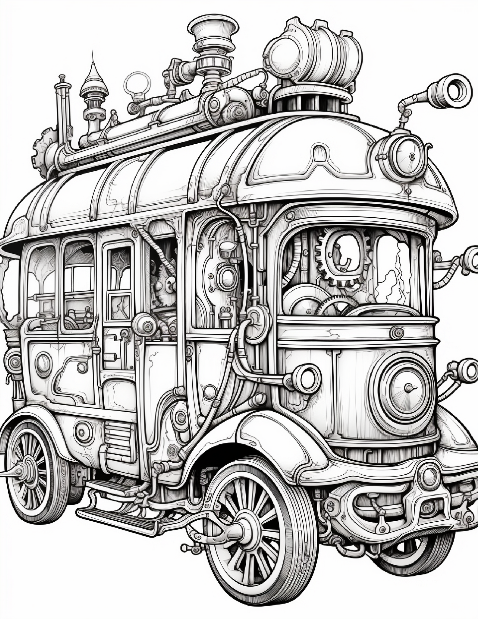 100 Steampunk Bus Coloring Pages 1 Robs Books