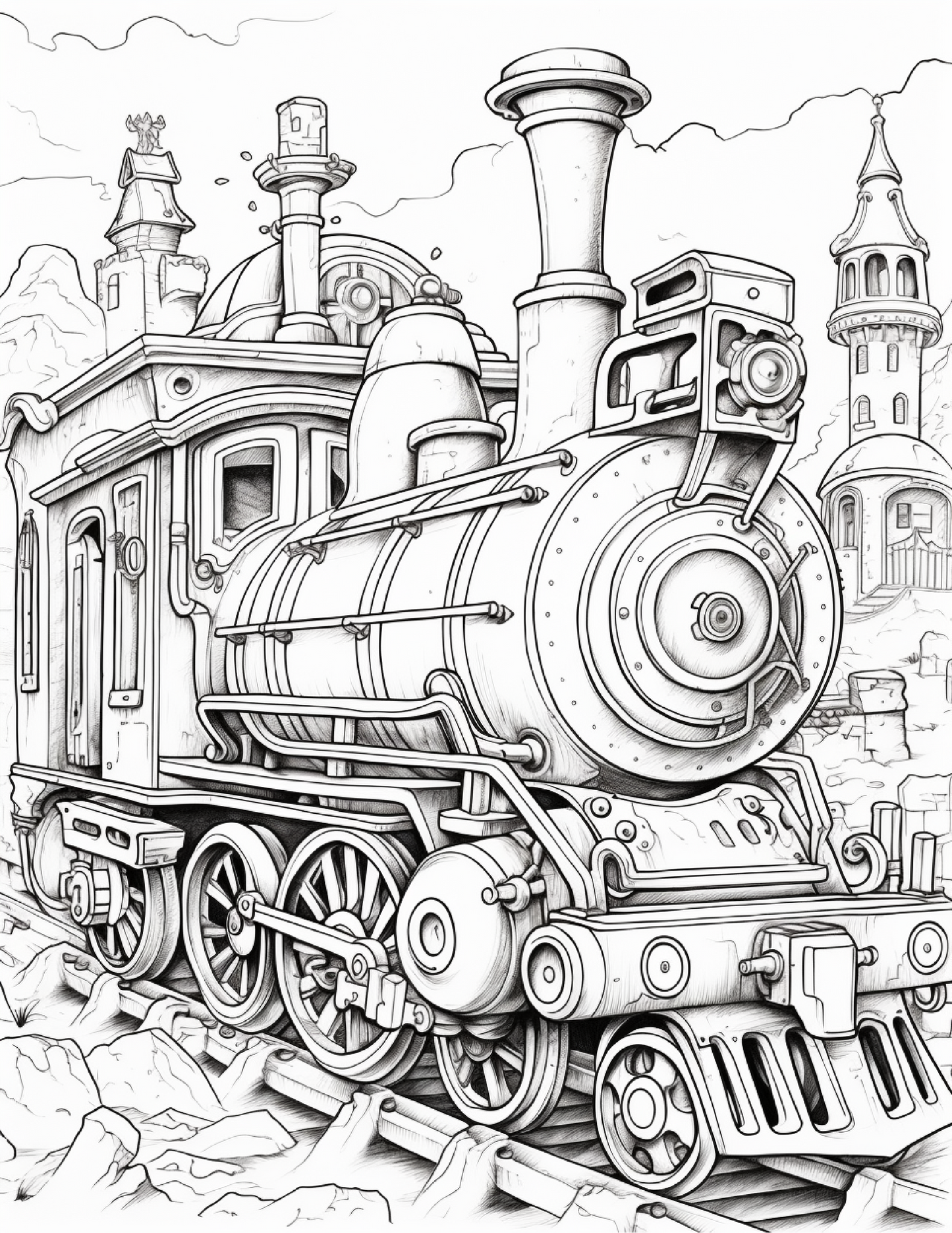100 Steampunk Train Coloring Pages 2 Robs Books