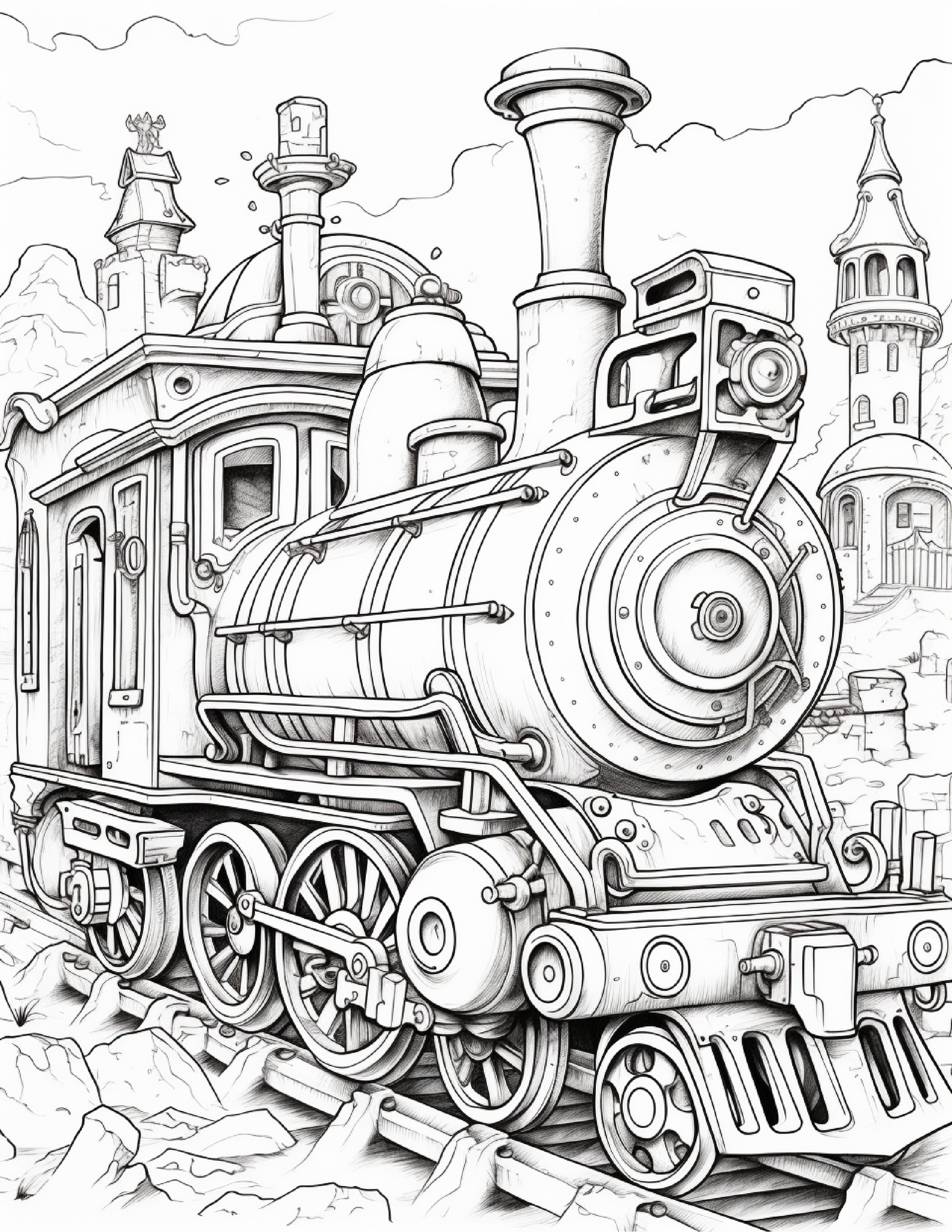 100 Steampunk Train Coloring Pages 2 Robs Books