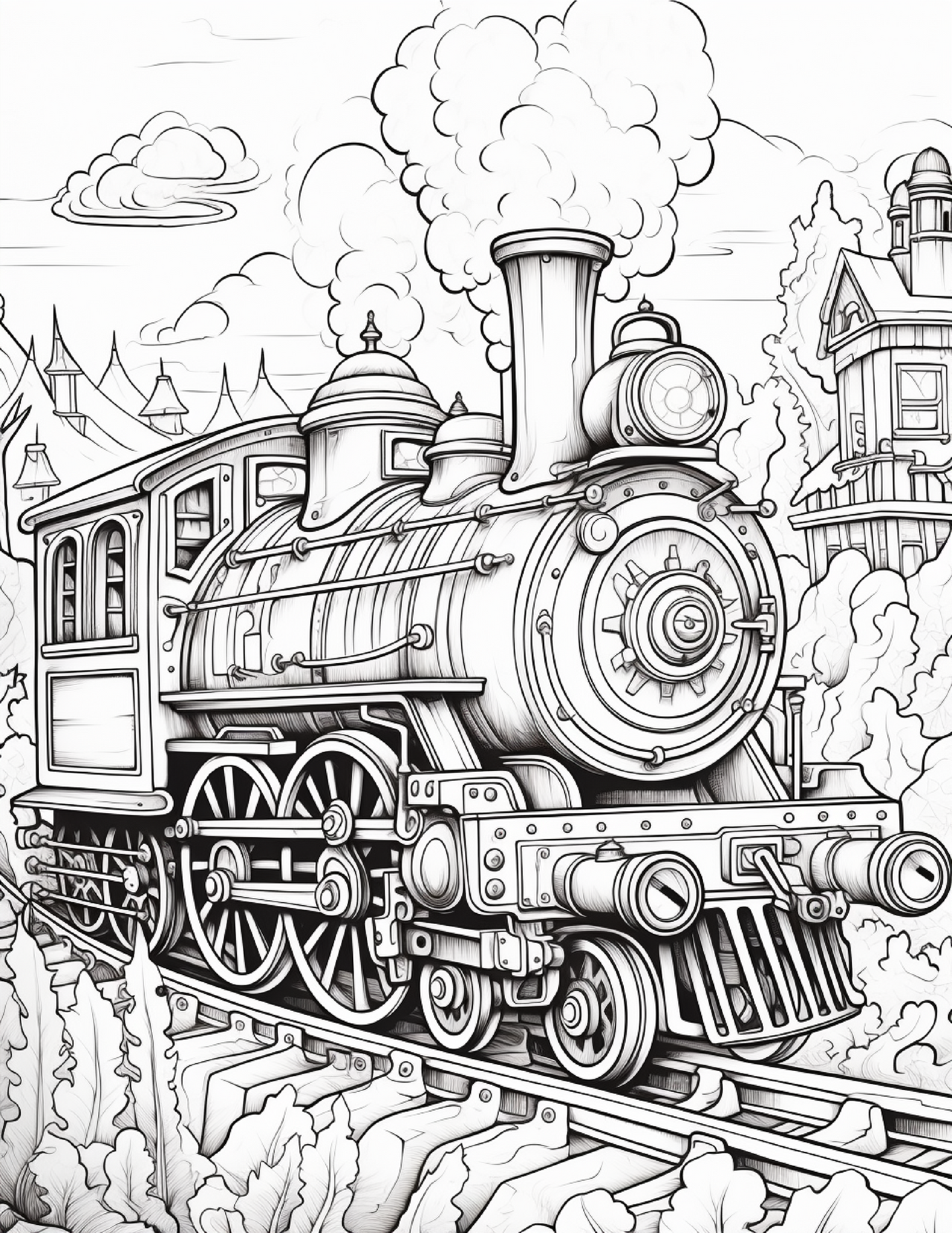 100 Steampunk Train Coloring Pages 1 Robs Books