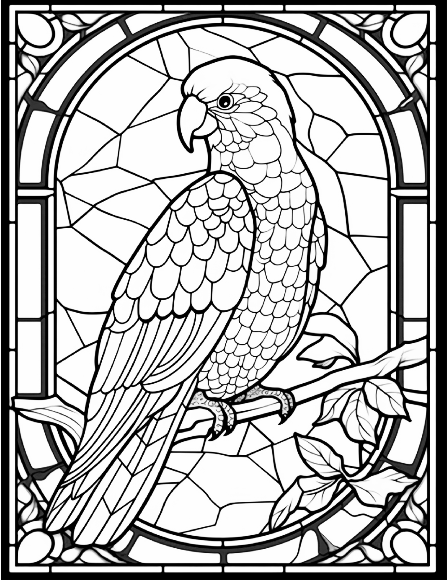 100 Stained Glass Bird Colouring Pages 2