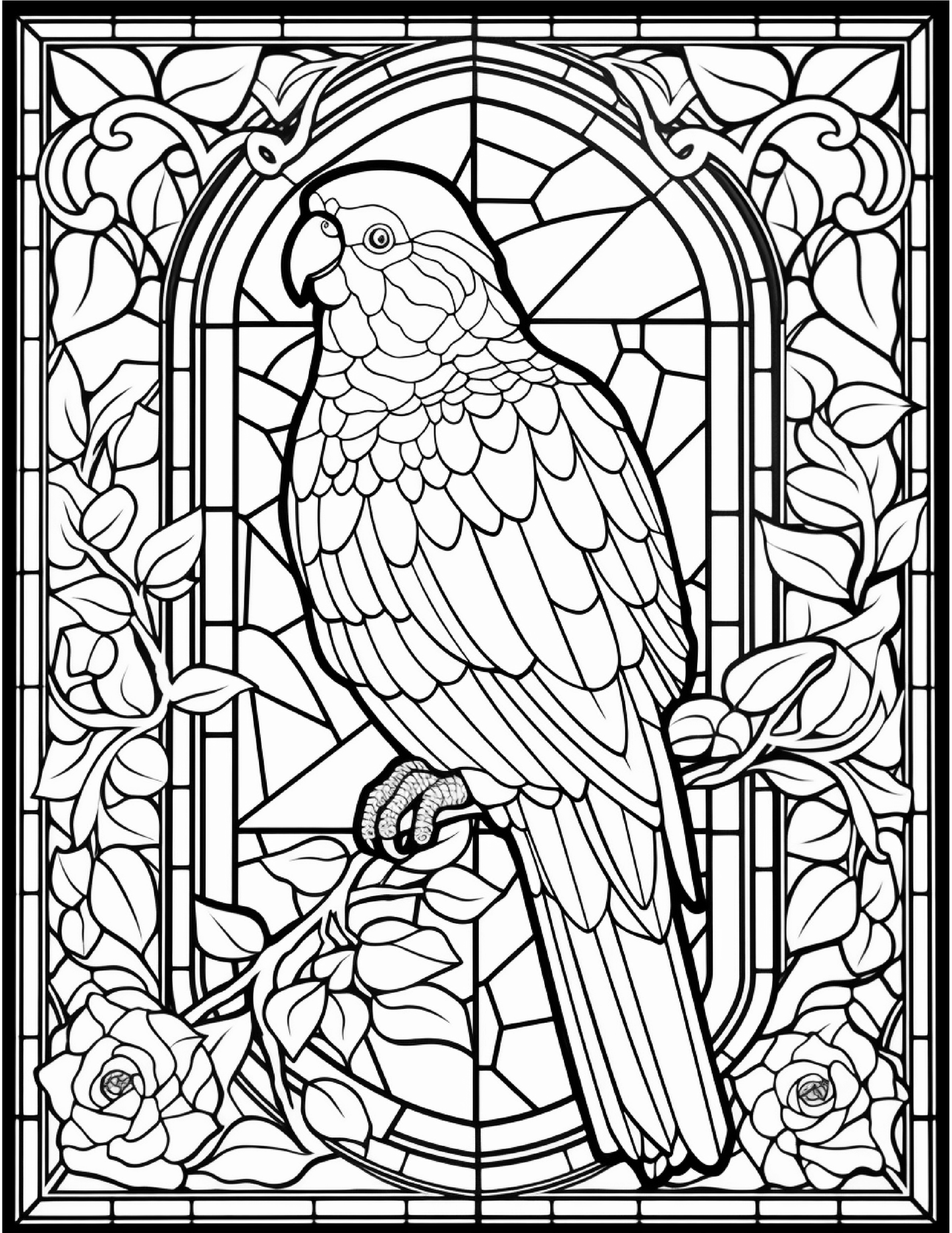 100 Stained Glass Bird Colouring Pages 2