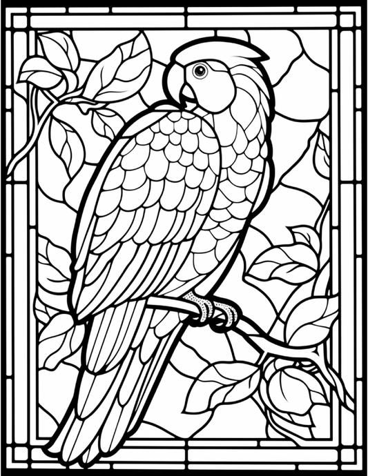 100 Stained Glass Bird Colouring Pages 2