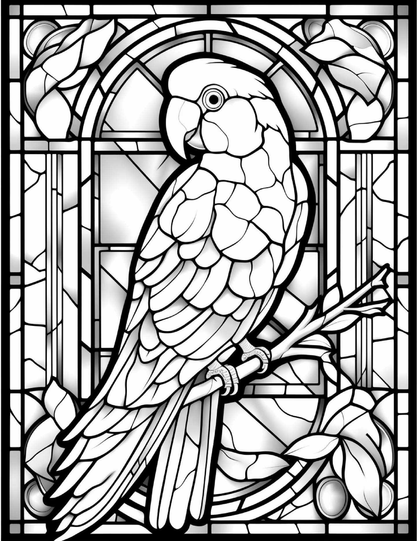 100 Stained Glass Bird Colouring Pages 2