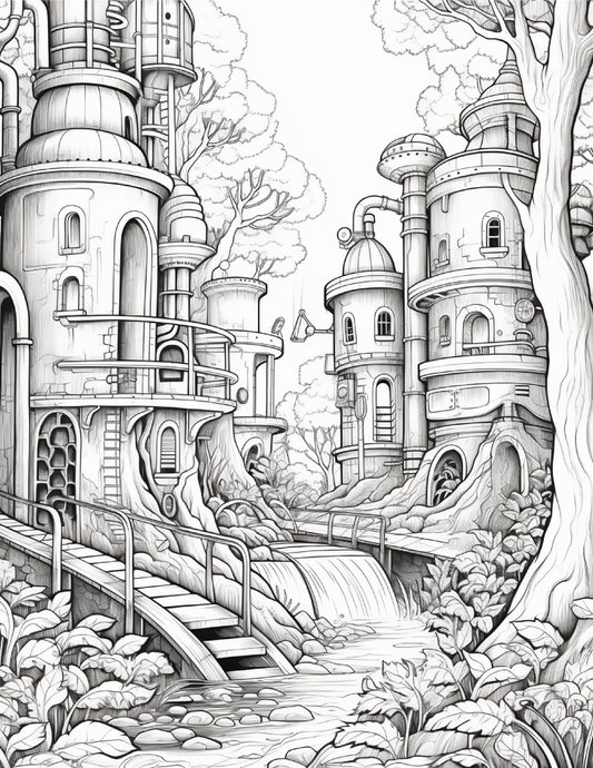220 Steampunk Forest Coloring pages Robs Books