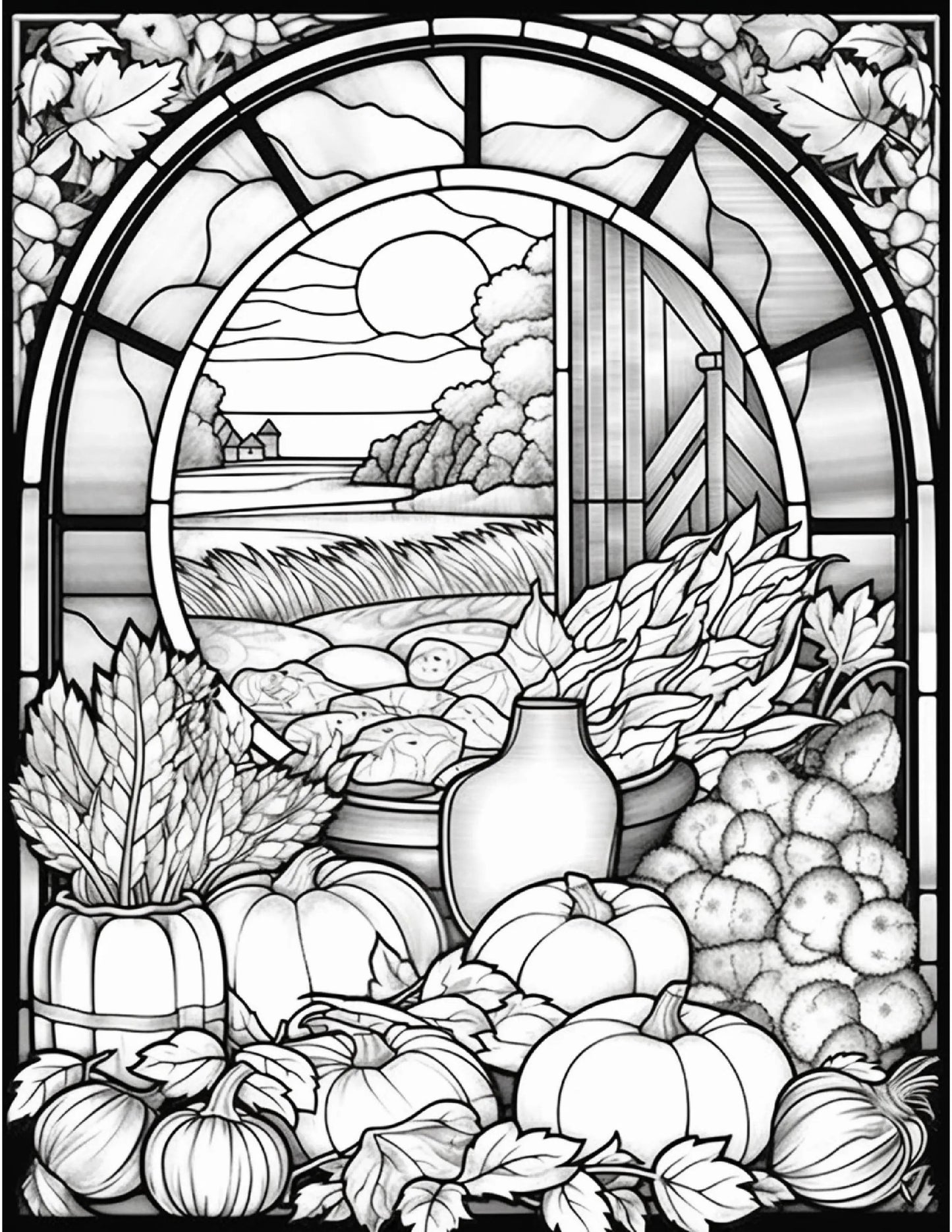 100 Stained Glass Autumn Coloring for Adults Robs Books