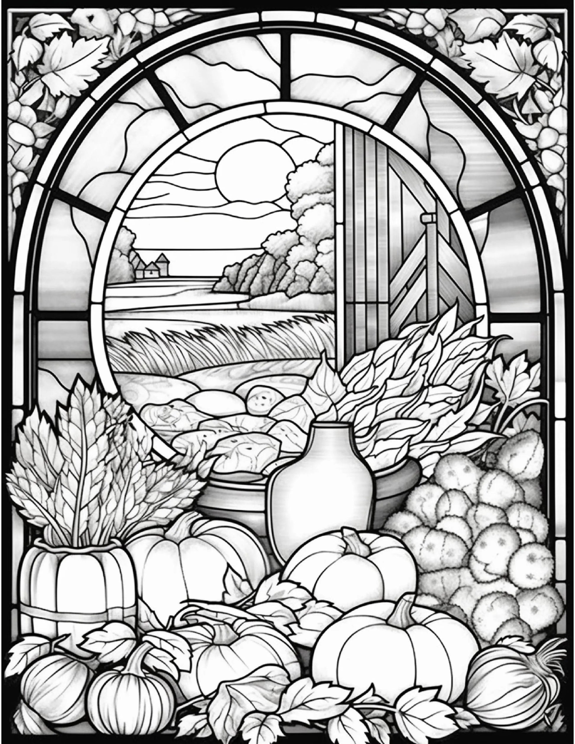 100 Stained Glass Autumn Coloring for Adults Robs Books