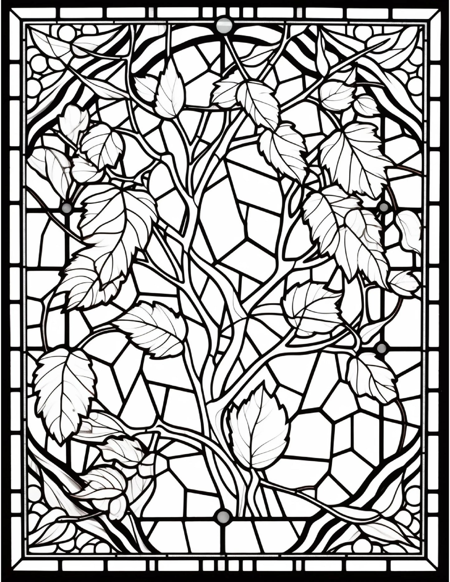 100 Stained-Glass Autumn Coloring 6 Robs Books