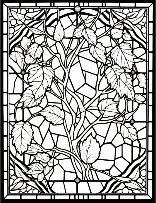 100 Stained-Glass Autumn Coloring 6 Robs Books
