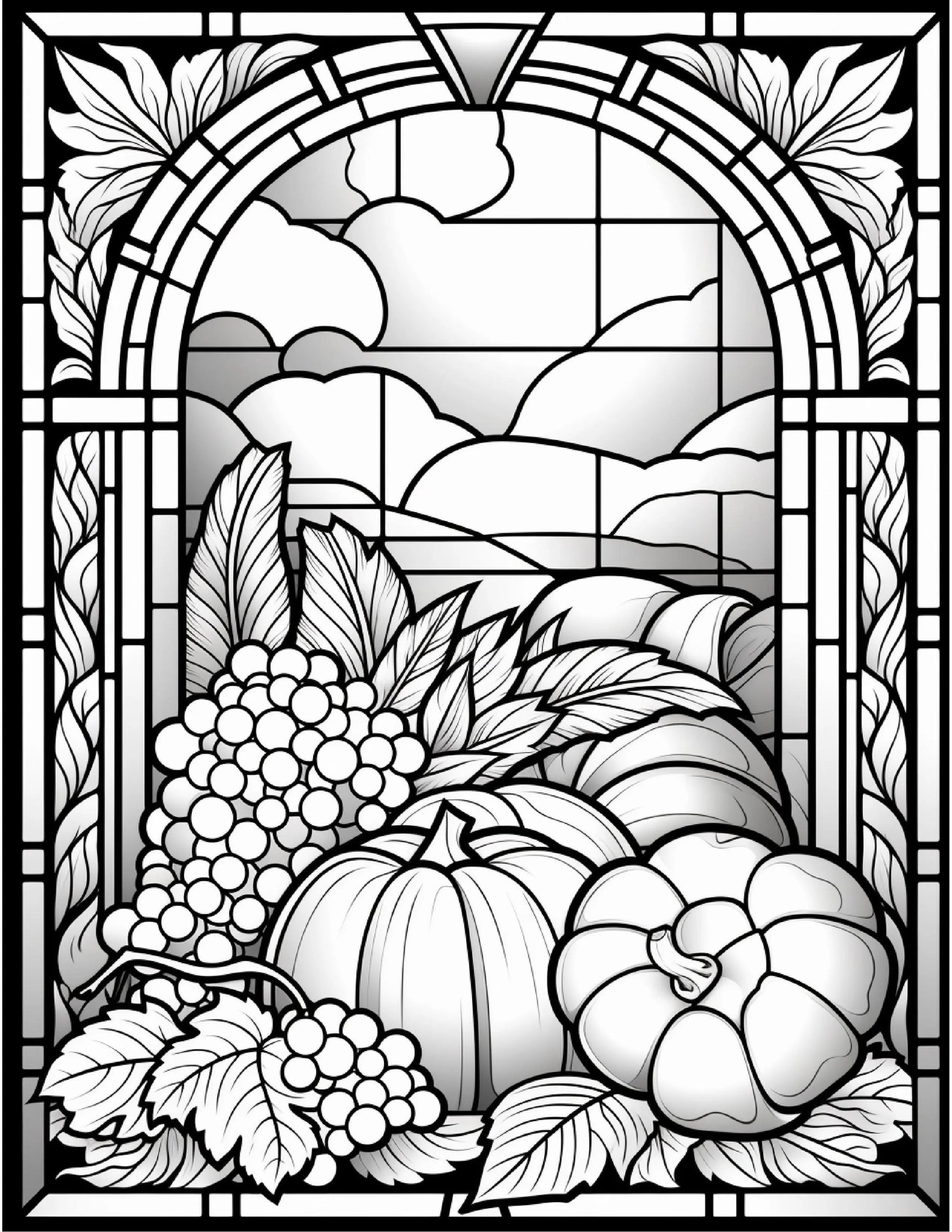 100 Stained-Glass Autumn Coloring 6 Robs Books