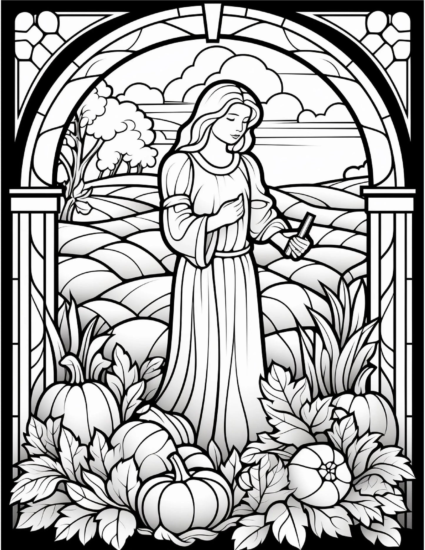 100 Stained-Glass Autumn Coloring 6 Robs Books