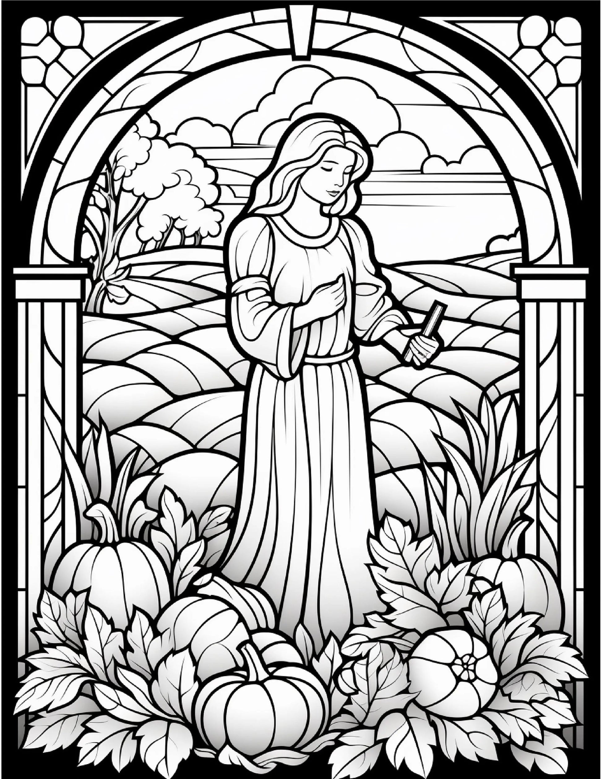 100 Stained-Glass Autumn Coloring 6 Robs Books