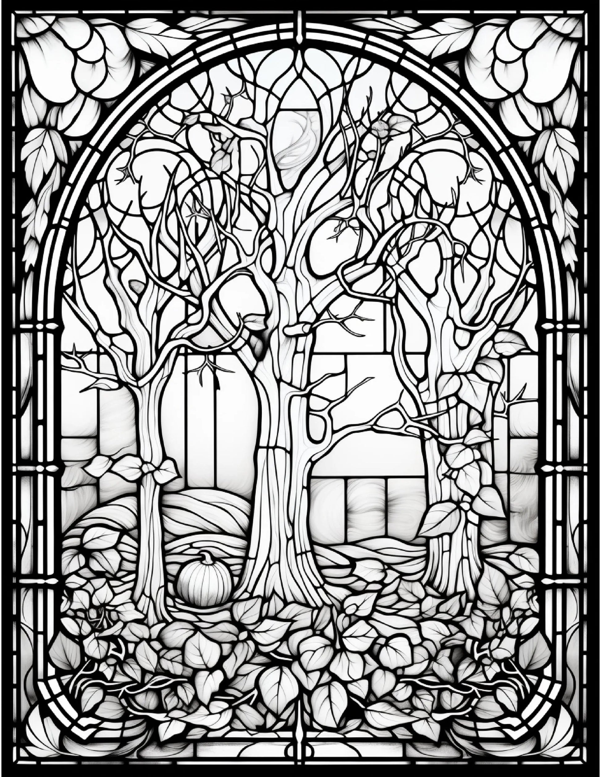 100 Stained-Glass Autumn Coloring 6 Robs Books