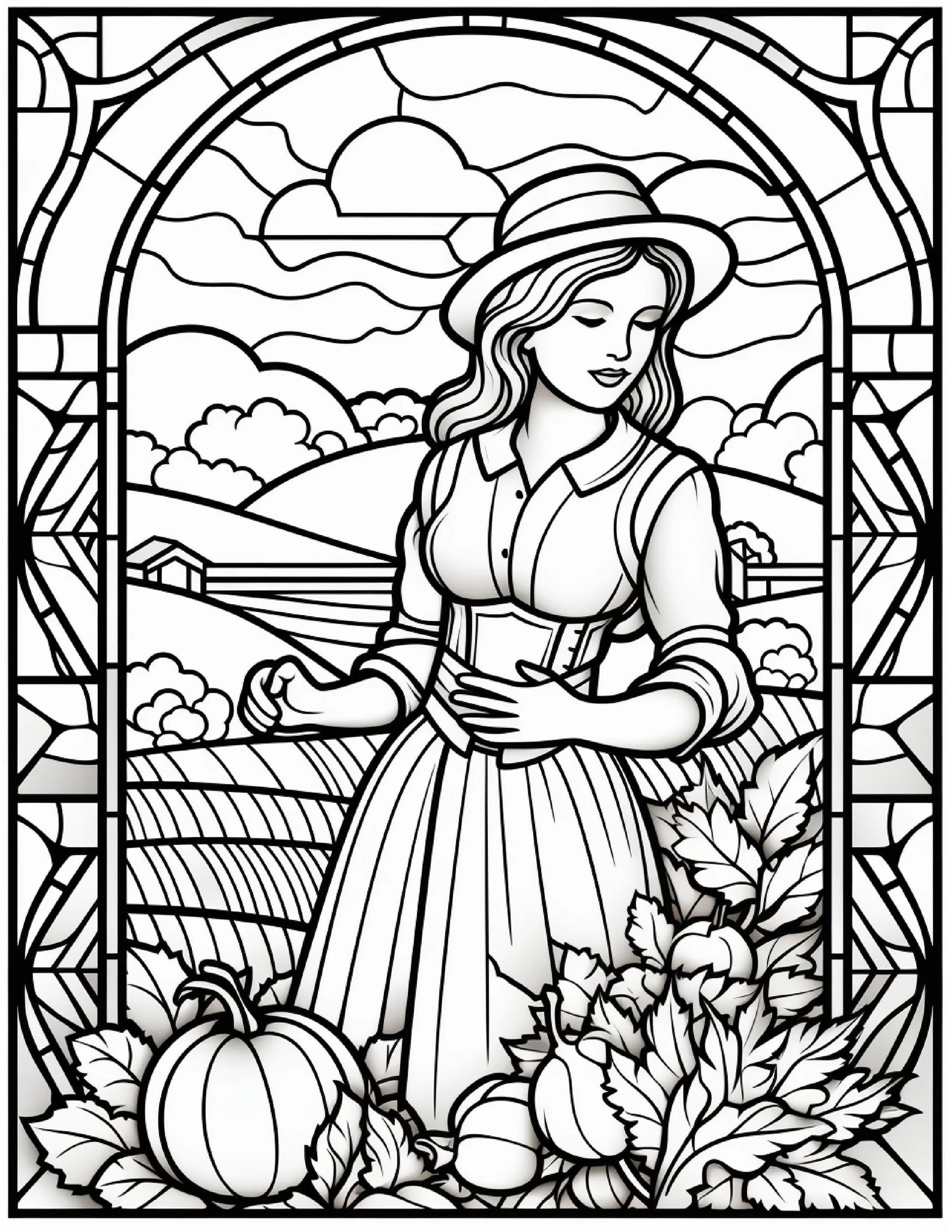 100 Stained-Glass Autumn Coloring 6 Robs Books