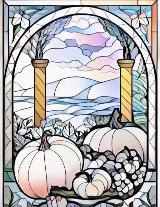 100 Stained Glass Autumn Coloring for Adults Robs Books