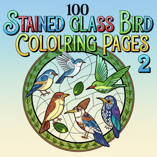 100 Stained Glass Bird Colouring Pages 2