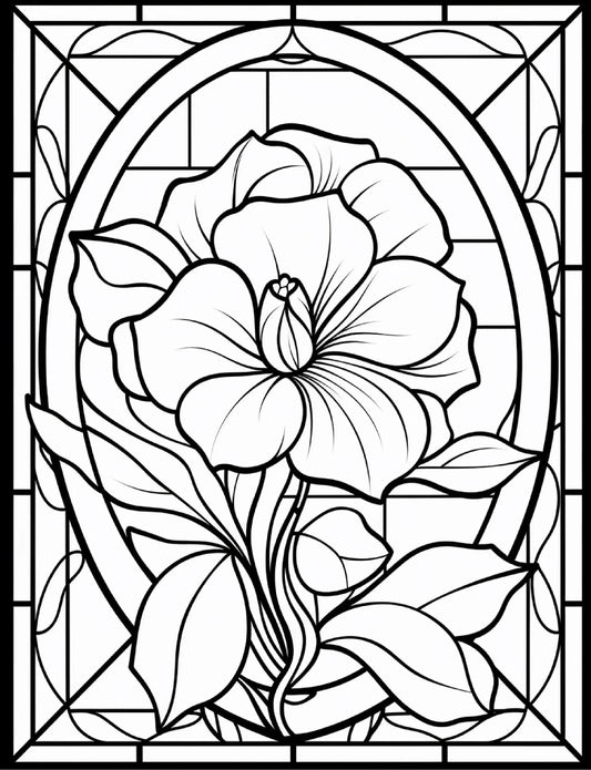 300 Floral Stained Glass Coloring Pages Robs Books